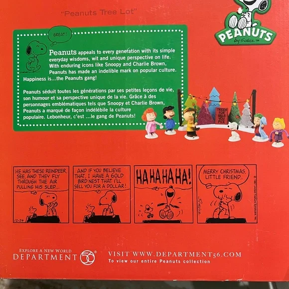 Vintage Department 56 “Peanuts Tree Lot” Set - Red, Green, Blue - Picture 4 of 5